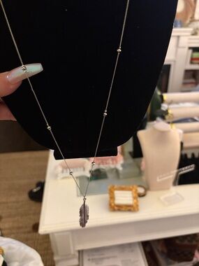 Silver Feather Pendant Necklace - Women Jewelry